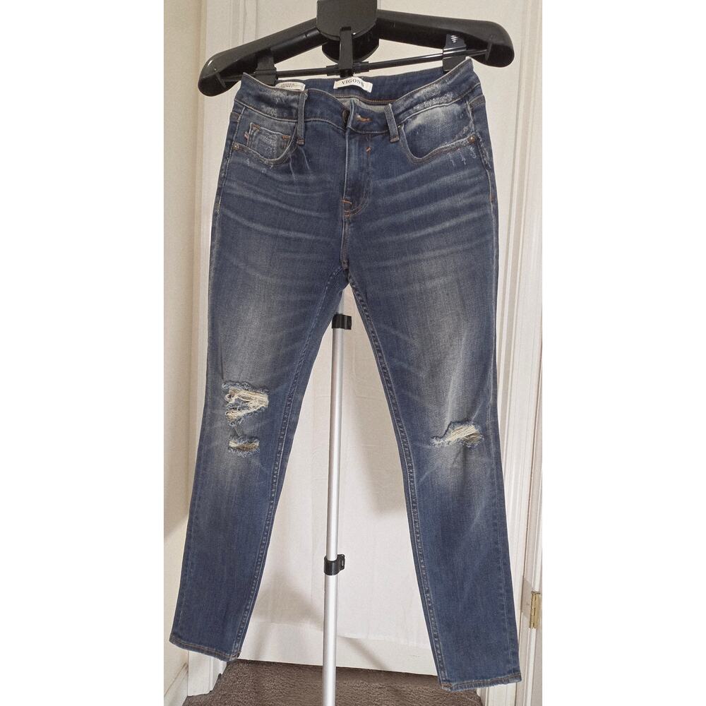 Vigoss Skinny Jeans Womens 28 Distressed Stretch Denim Mid Rise Medium Wash